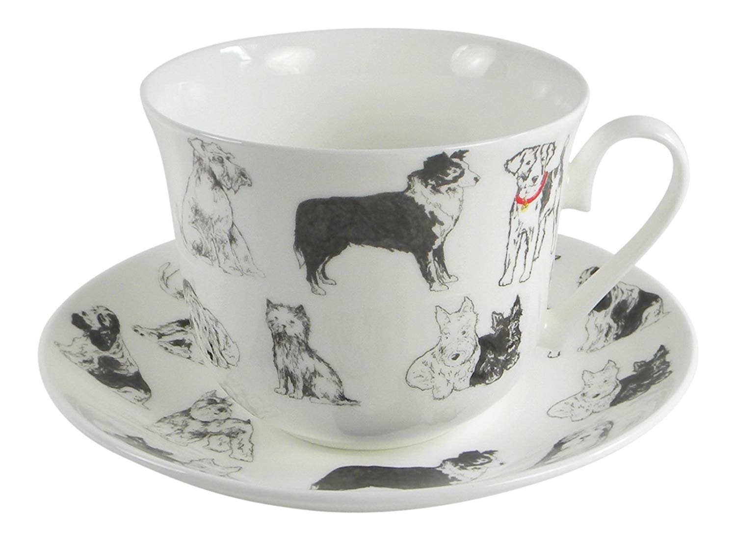 Roy Kirkham Breakfast Cup/Saucer -BOUND DOGS Set of 2