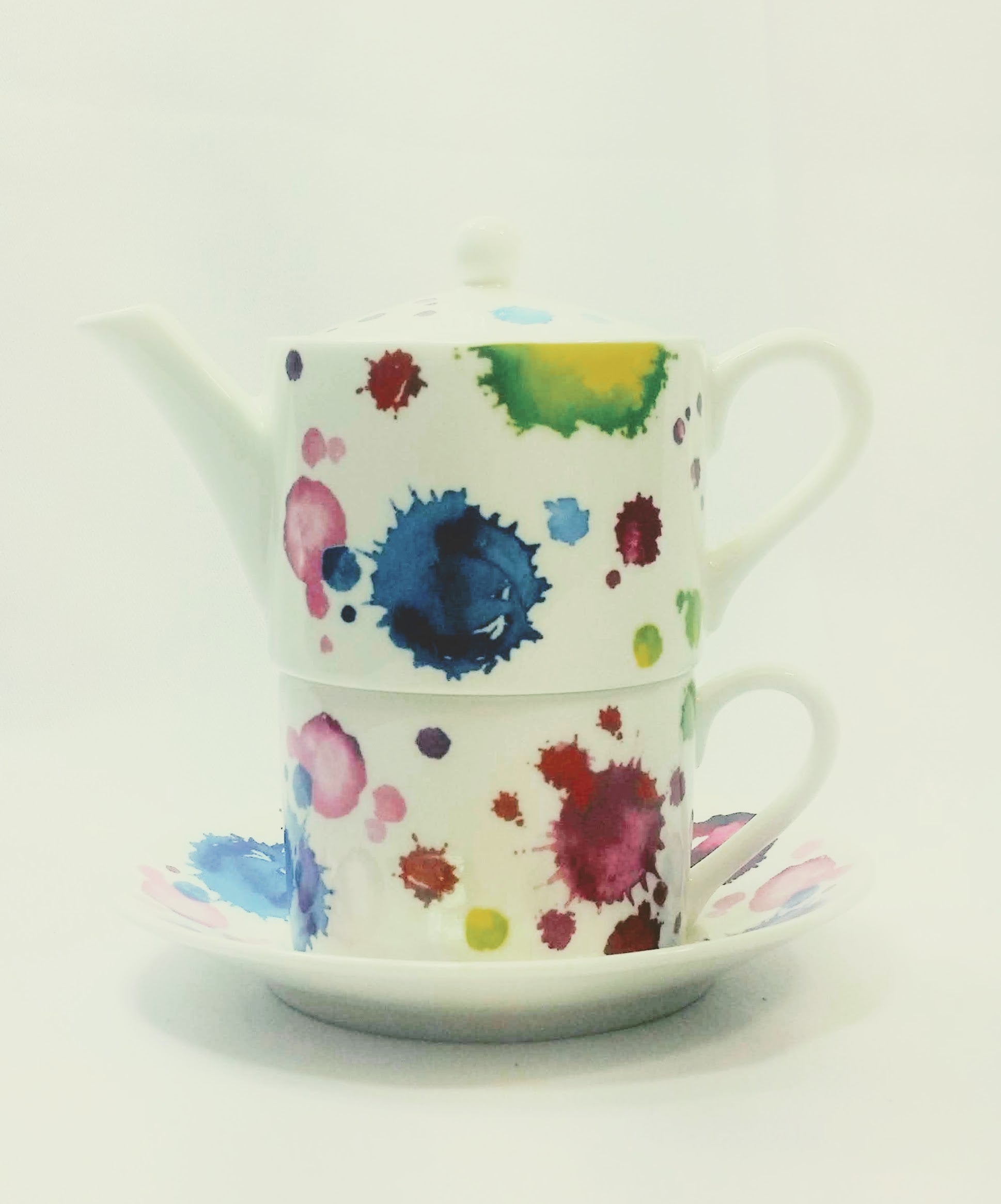Roy Kirkham Splash Alice Tea for one Cup and Saucer, Bone China Ceramic, Made in England
