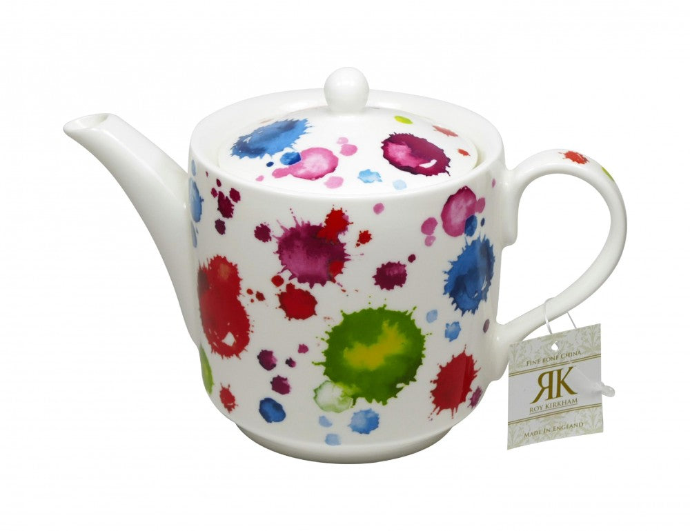 Roy Kirkham Splash Alice Bone China Teapot, Bone China Ceramic, Made in England