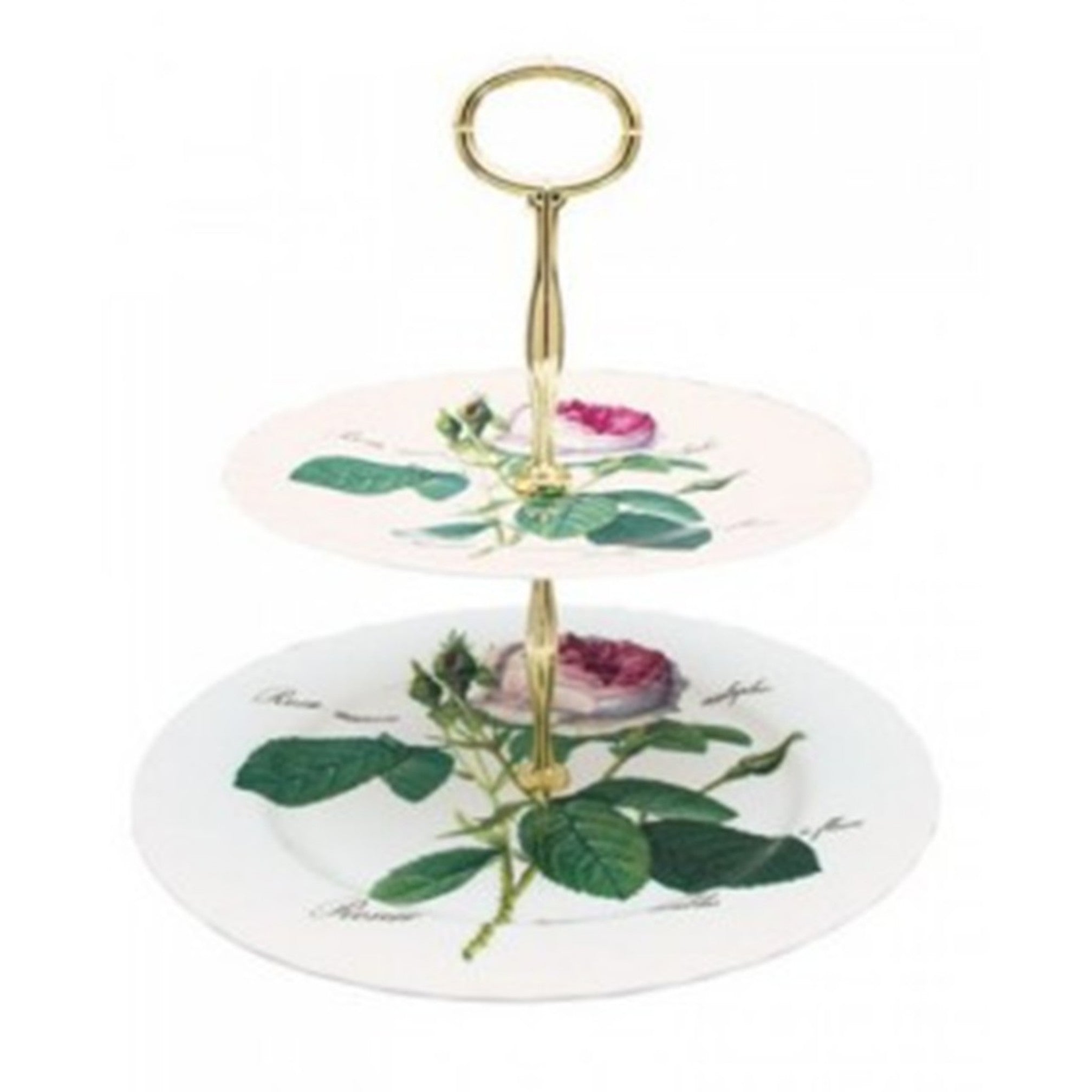 Roy Kirkham 2 Tier Cake Stand - Redoute Rose, Bone China Ceramic Made in England