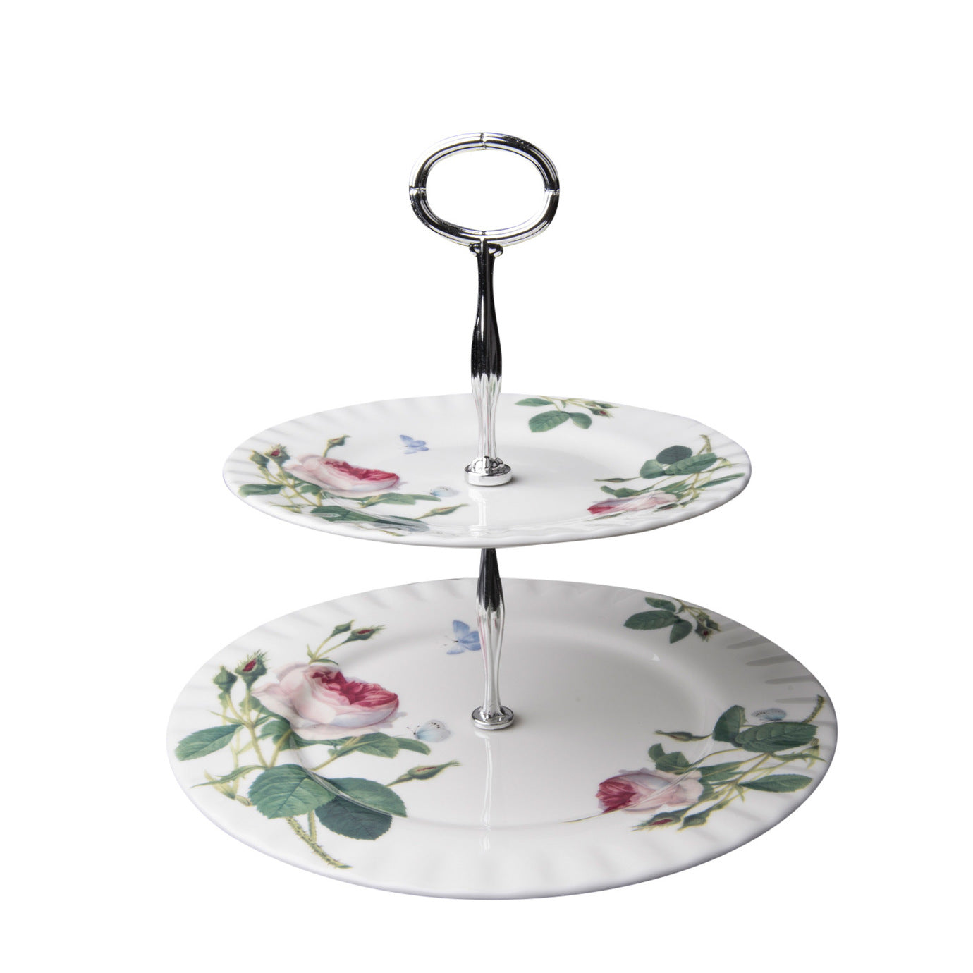 Roy Kirkham 2 Tier Cake Stand - Palace Garden, Bone China Ceramic, Made in England