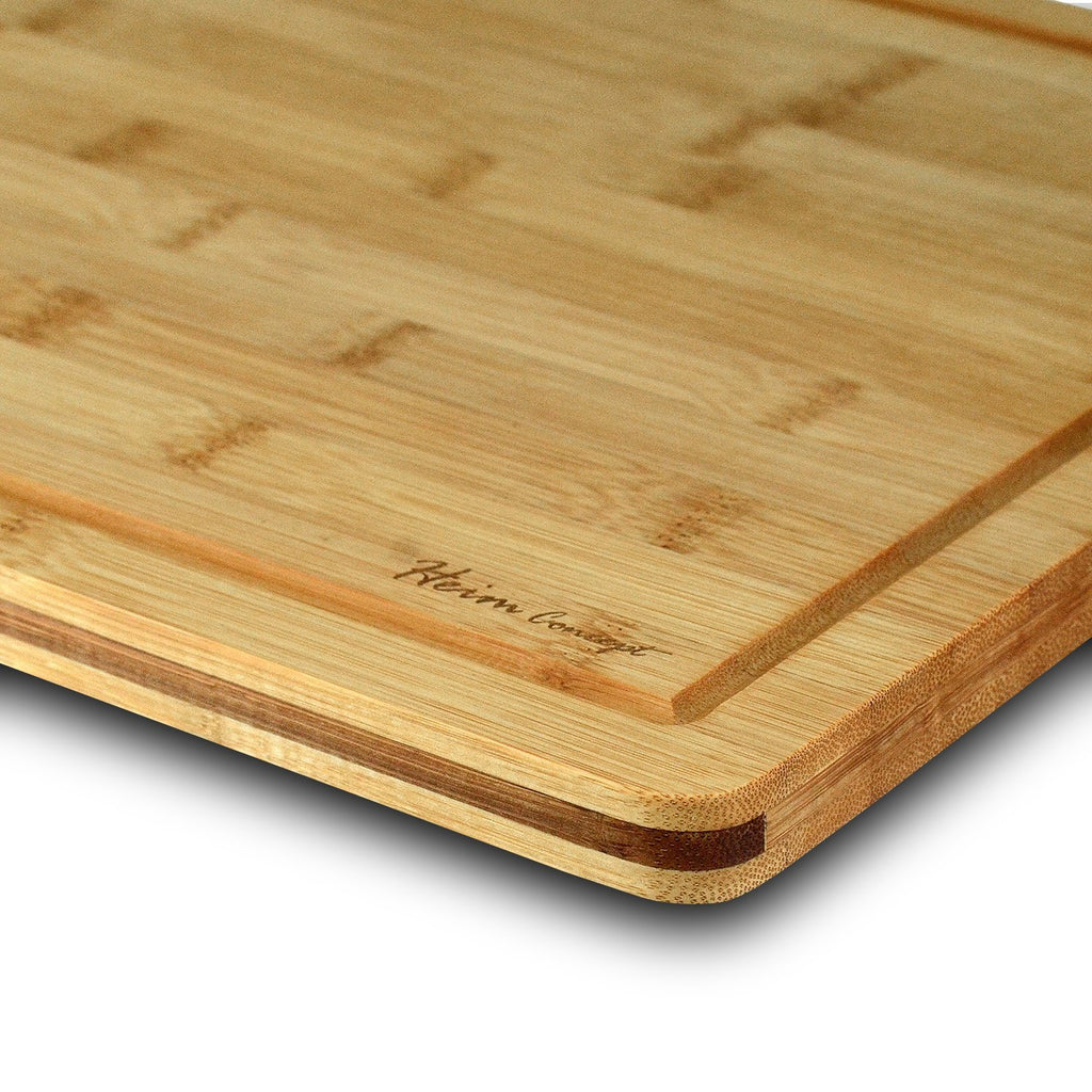 Premium Bamboo Large Cutting Board and Serving Tray Drip Groove