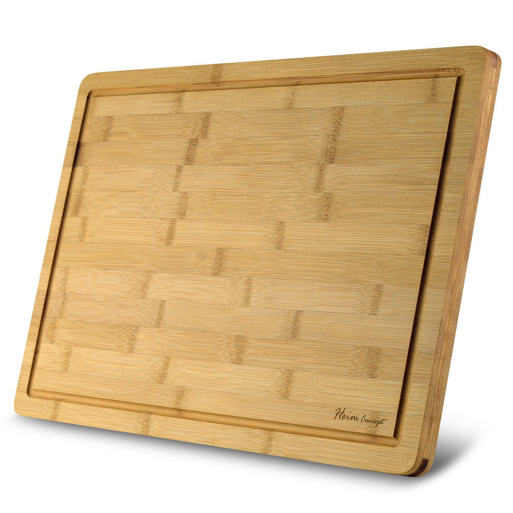 Premium Bamboo Large Cutting Board and Serving Tray Drip Groove