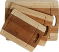 3-Piece Organic Bamboo Cutting Board Set with Drip Groove