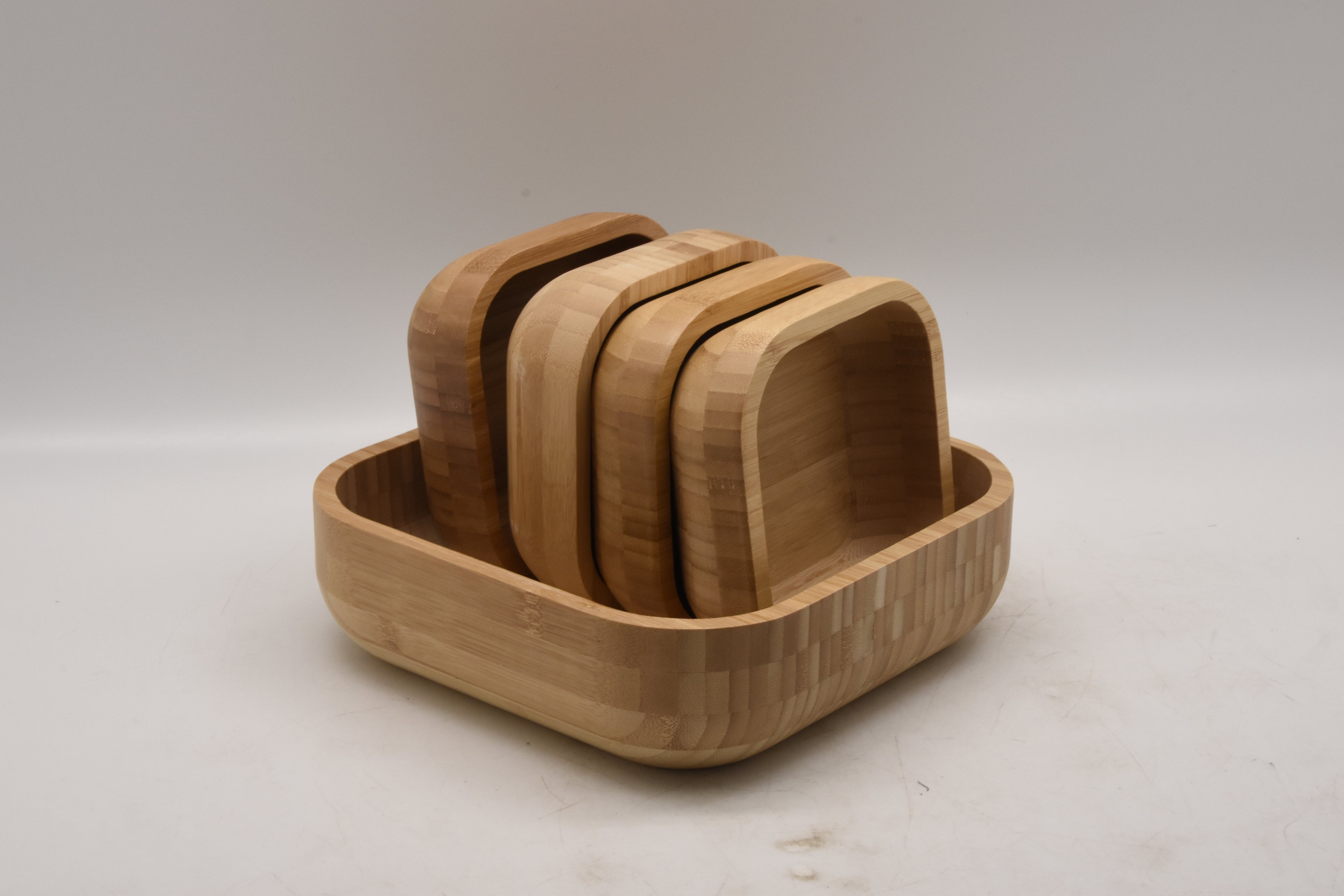 Rectangular BAMBOO dessert BOWLS 5PCS/SET