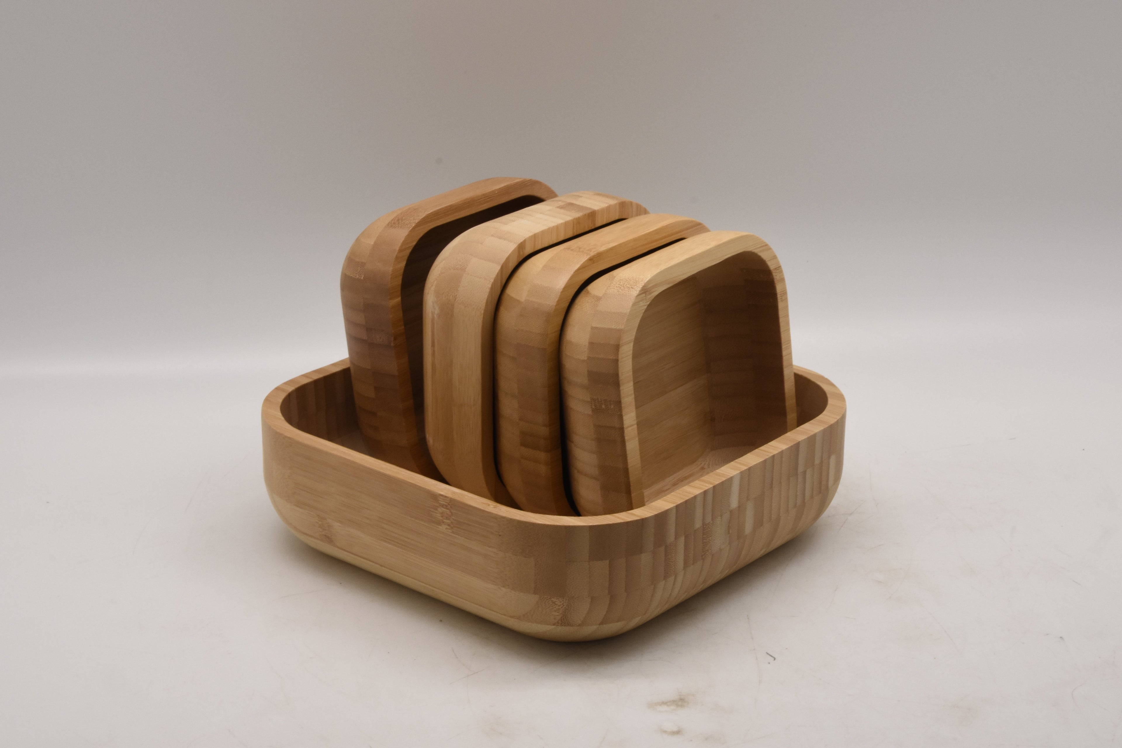 Rectangular BAMBOO dessert BOWLS 5PCS/SET