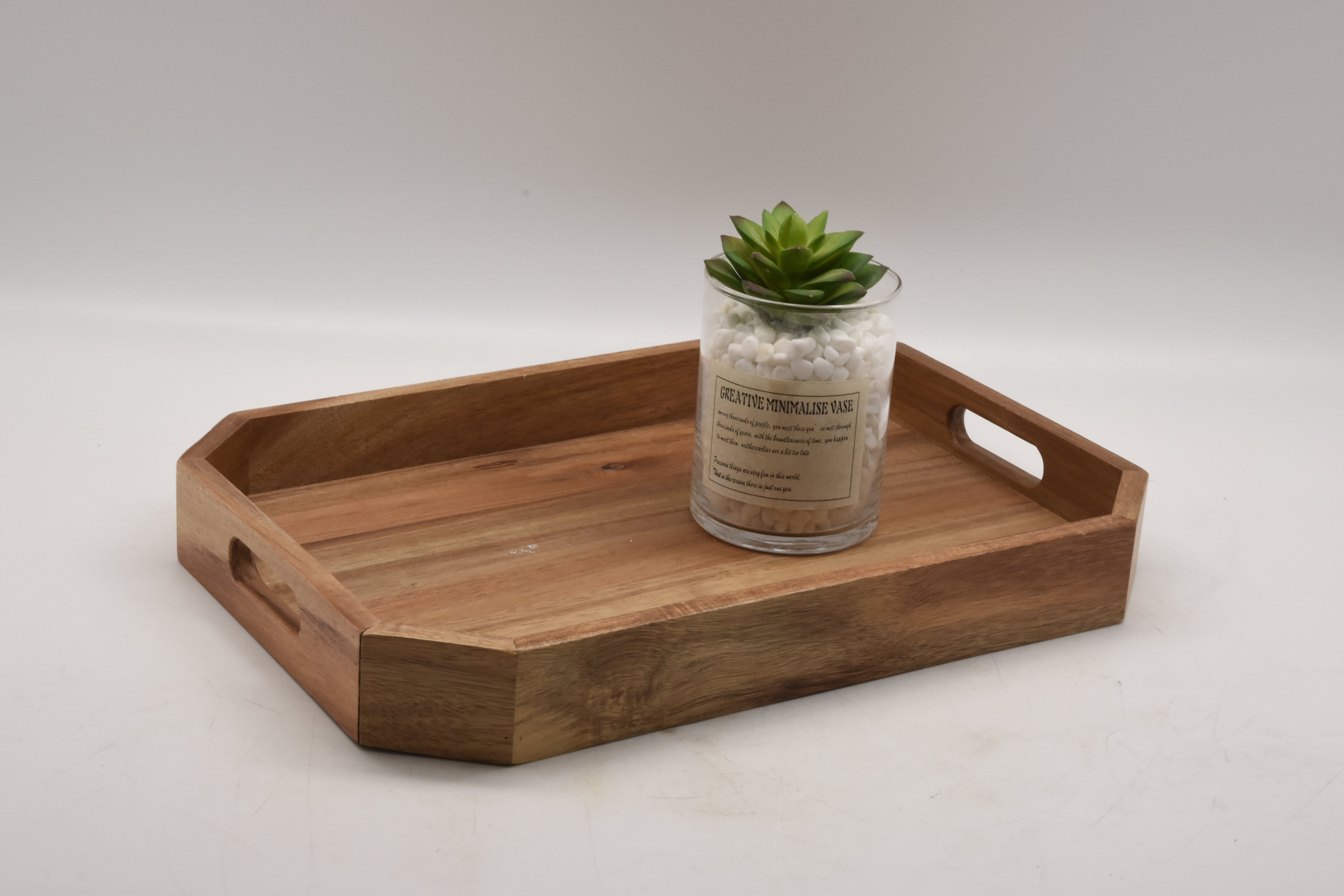 ACACIA WOOD Butler TRAY with handle