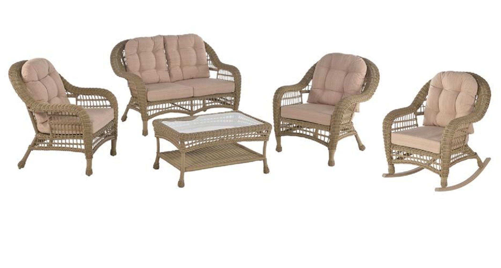Outdoor Garden Patio 5 PC Furniture Conversation Set with Rocking Chairs