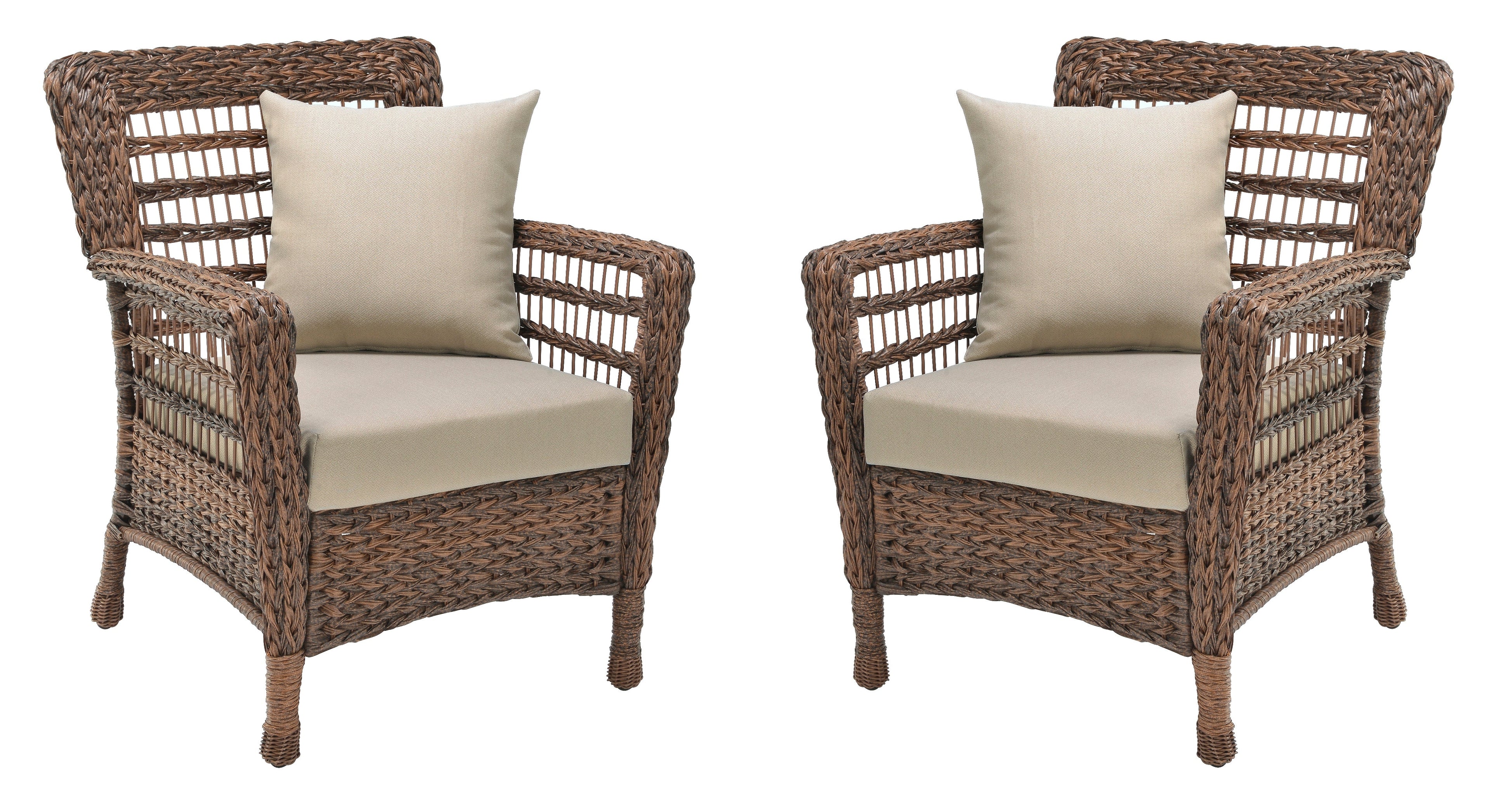 Faux Sea Grass Resin Rattan Patio Chairs set (Set of 2 Armchairs)