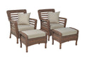 Faux Sea Grass Resin Rattan Relaxing Set of 2 Armchairs and 2 Ottomans