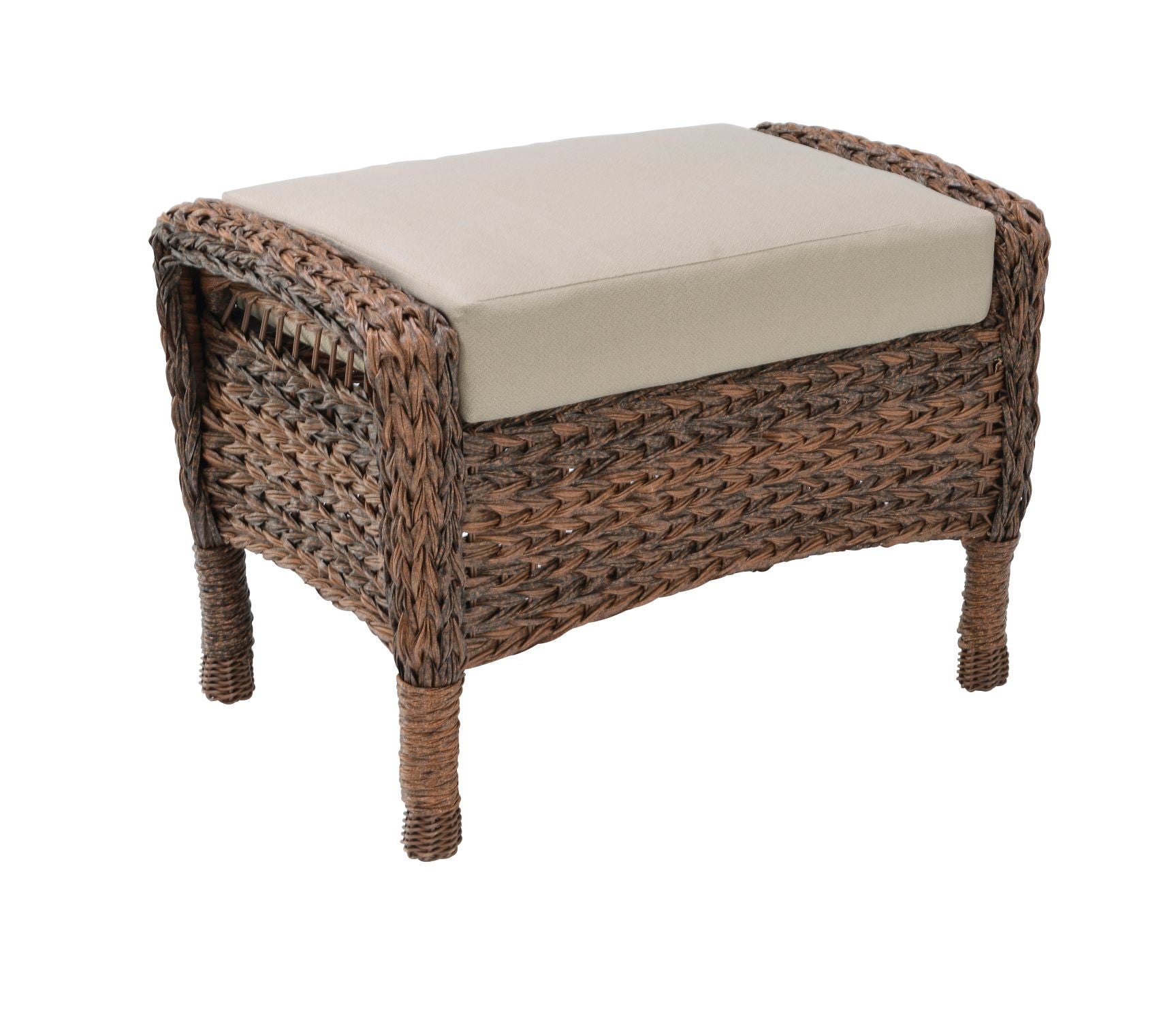 Faux Sea Grass Resin Rattan Ottoman