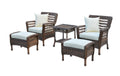 Faux Sea Grass Resin Rattan Patio Set -  2 Armchairs, 2 Ottoman and 1 End Table