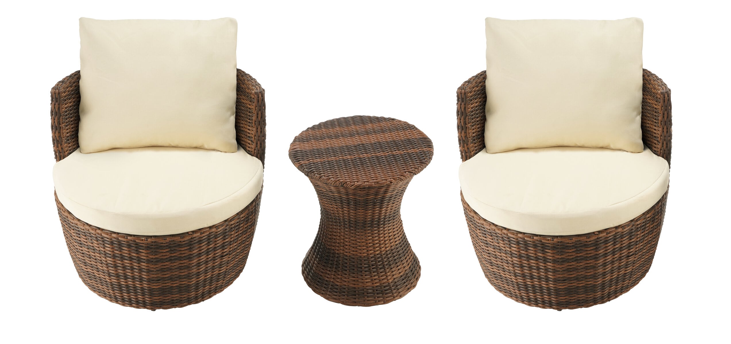 Outdoor 3-piece Bistro Set - Dark Brown - Beige