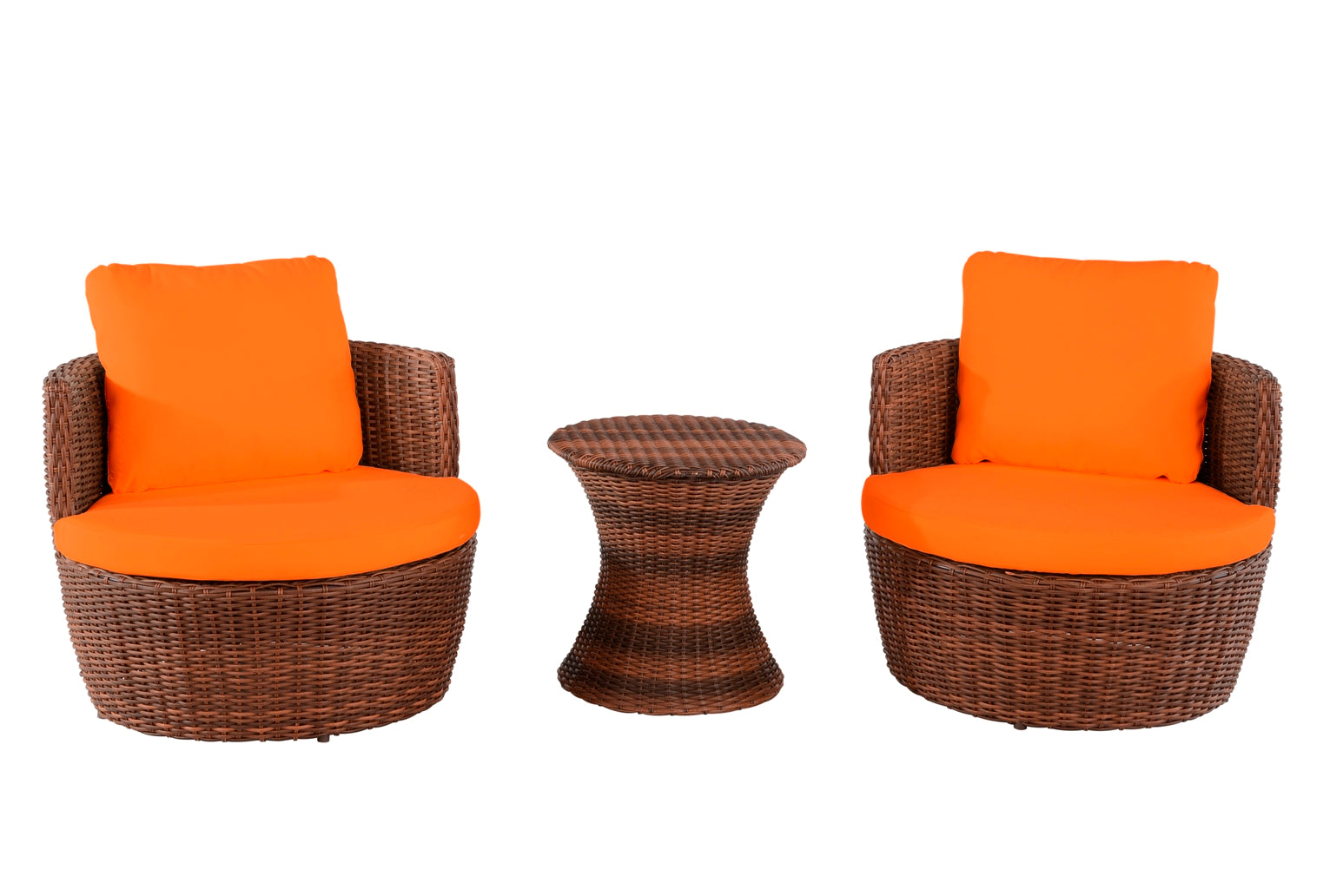 Outdoor 3-piece Bistro Set - Dark Brown -Orange
