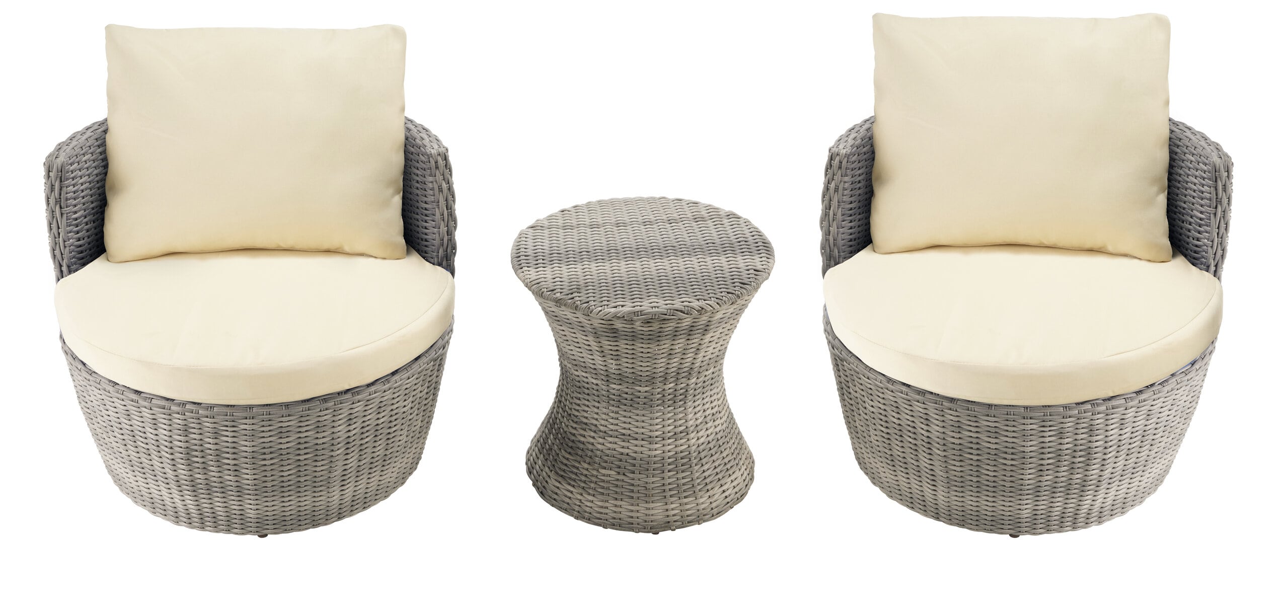 Outdoor 3-piece Bistro Set - Grey - Beige