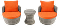 Outdoor 3-piece Bistro Set - Grey -Orange
