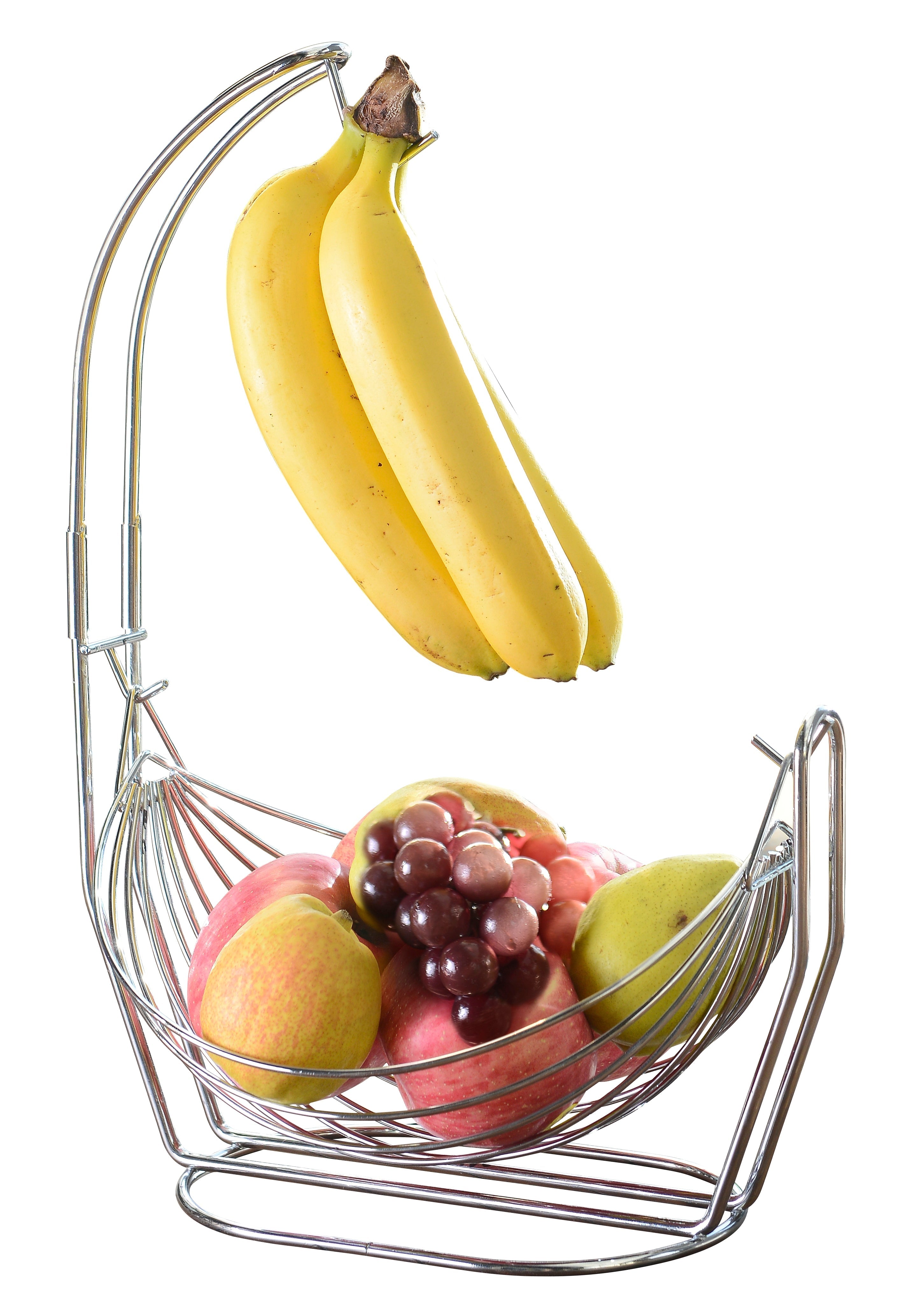 Jiallo Silver Fruit basket with Banana Hanger
