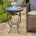 Mosaic Art Collection Blue Rose Accent Table