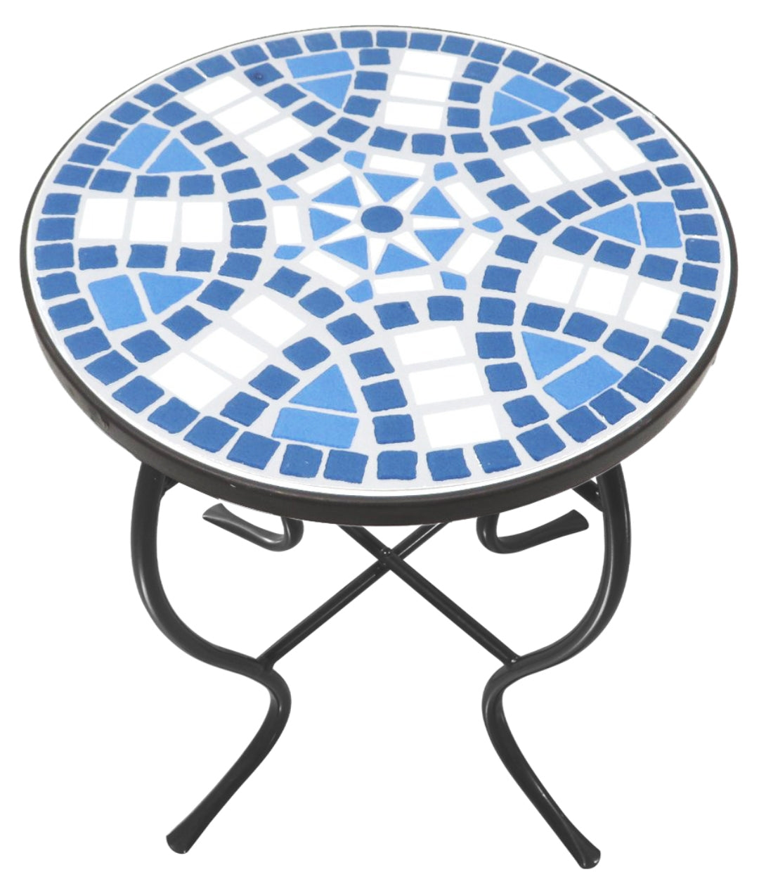 Mosaic Art Collection Blue Daisy Accent Table