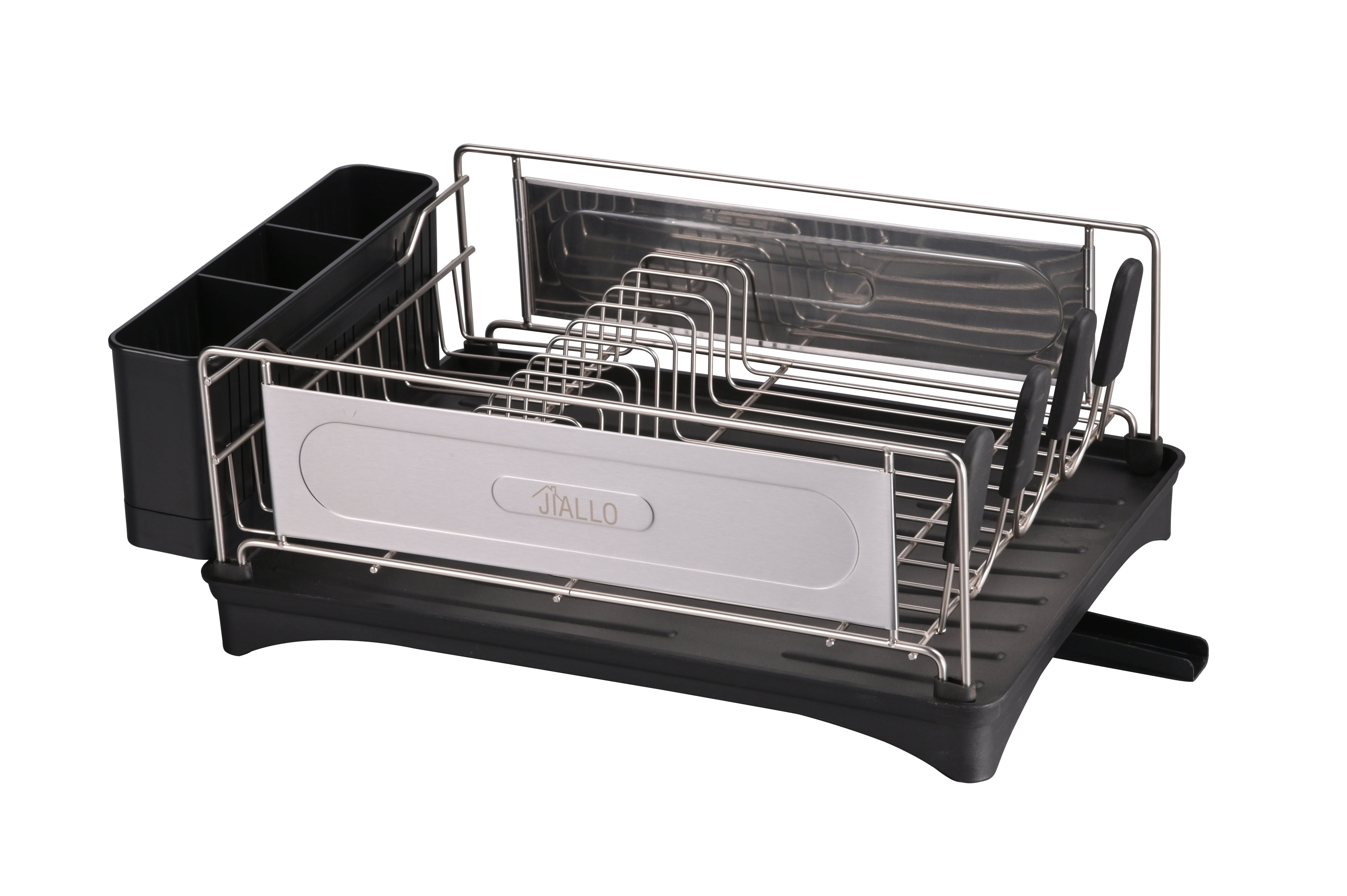 Jiallo Stainless steel luxury dish rack with Self-draining tray (Silver Color)
