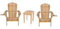 Foldable Adirondack Chair with cup holder Bristro Set, 2 Foldable Adirondack Chairs with cup holders and 1 End Table-Natural