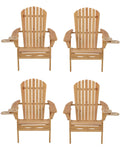 Foldable Adirondack Chair with cup holder set of 4-Natural