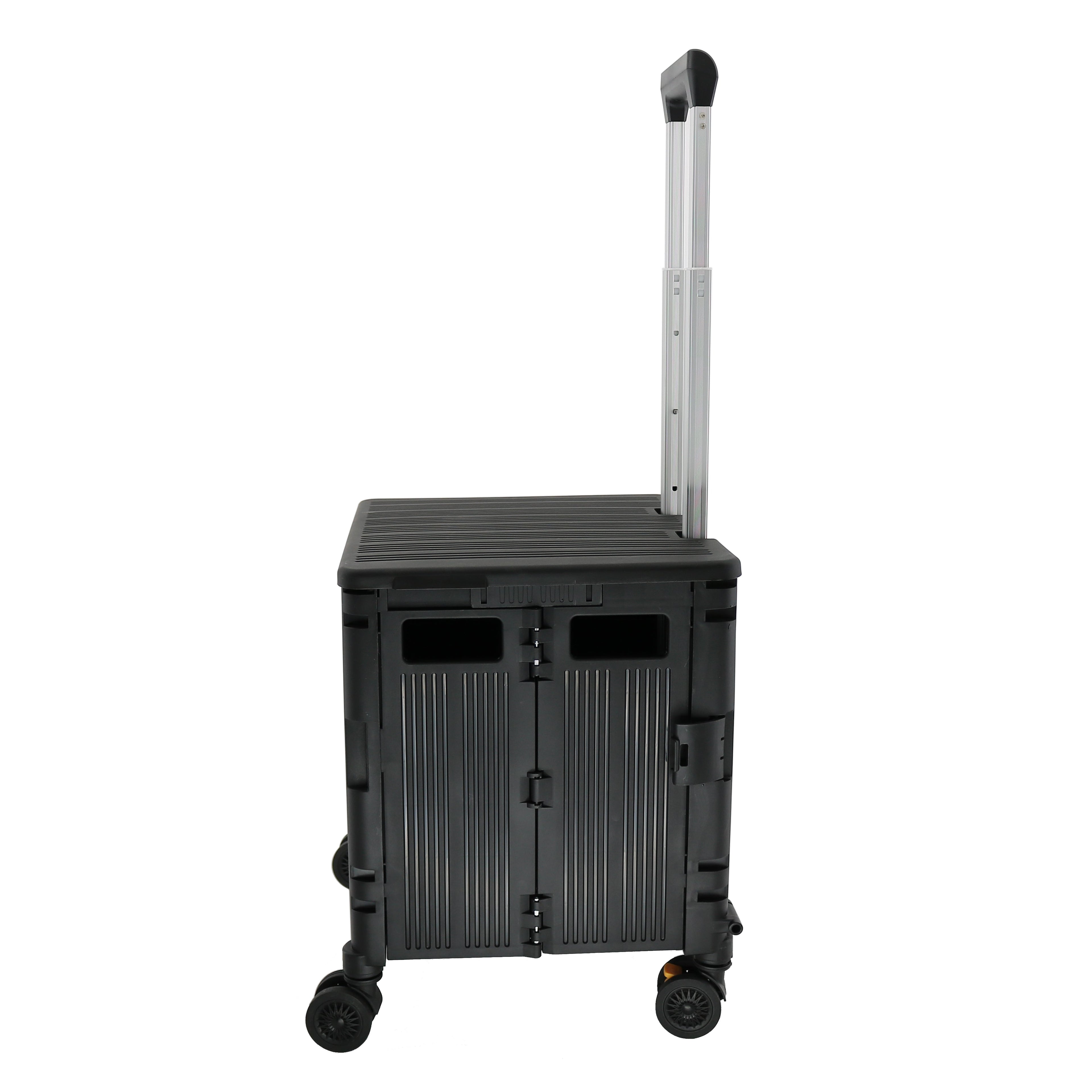 Jiallo Foldable Utility Crate with 360 degree Spinner Wheels & Telescopic Handle (Black Color)