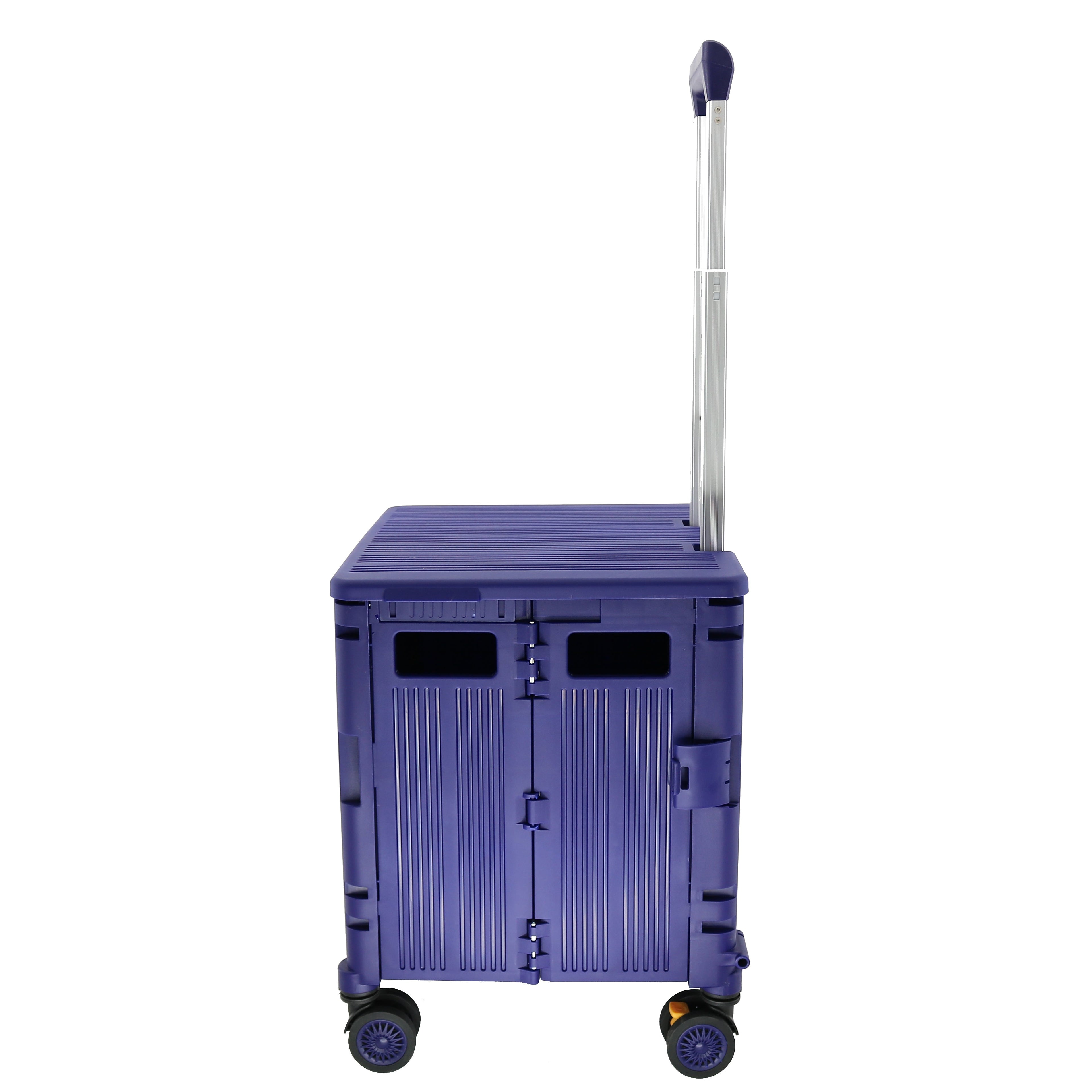 Jiallo Foldable Utility Crate with 360 degree Spinner Wheels & Telescopic Handle (Purple Color)