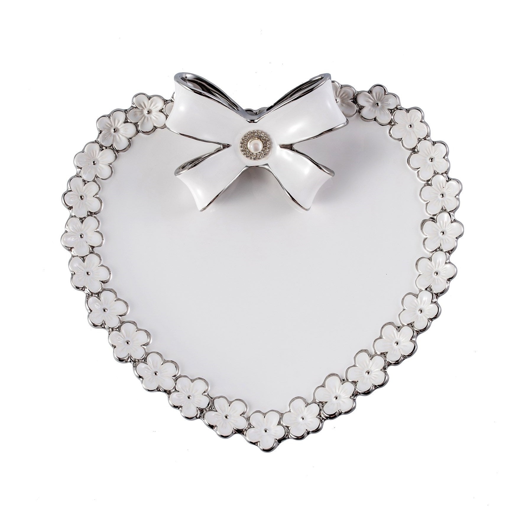 Heart Decorative Plate with Crystals 13 inch.