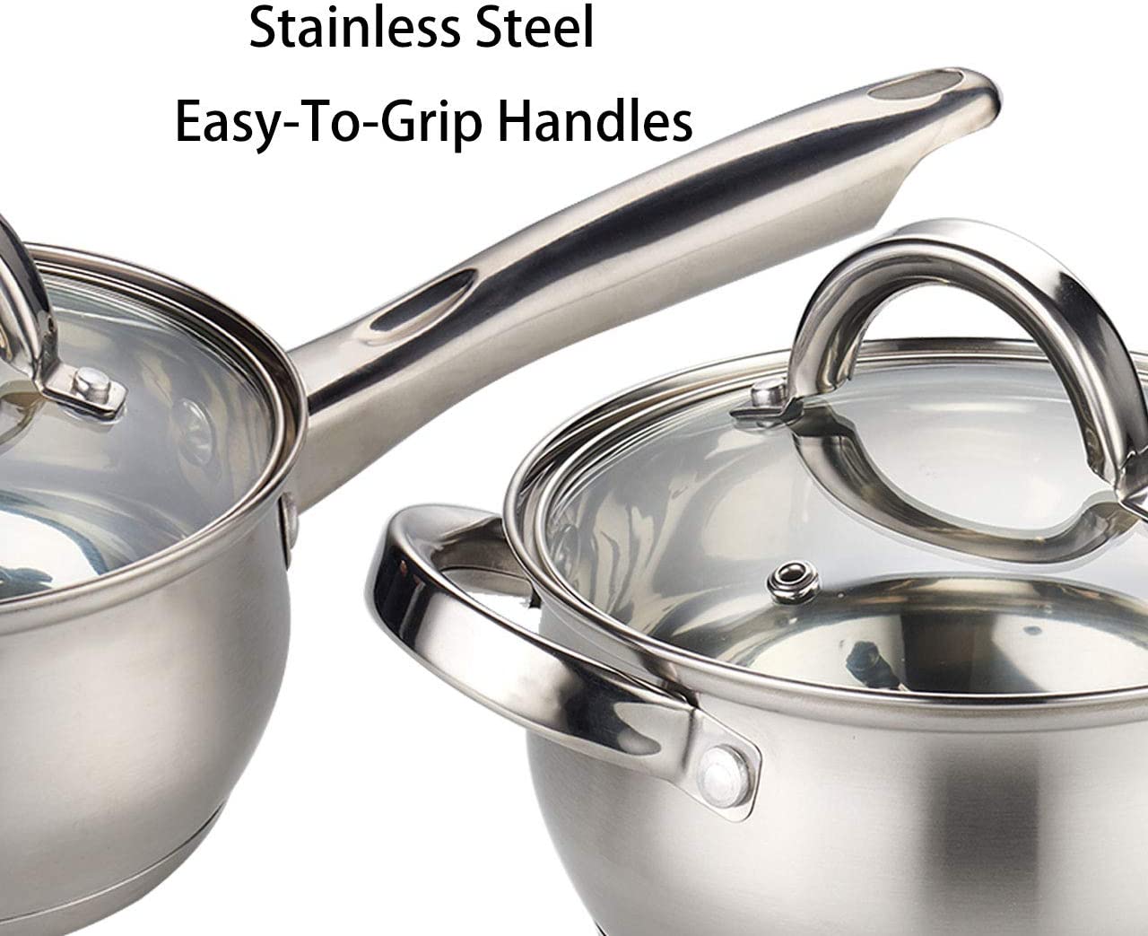 12-Piece Stainless Steel Cookware Sets with Glass Lid