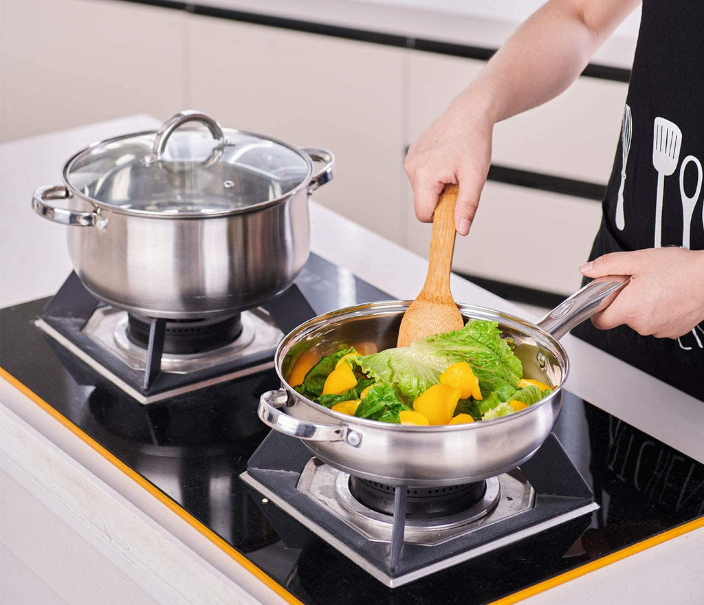 12-Piece Stainless Steel Cookware Sets with Glass Lid