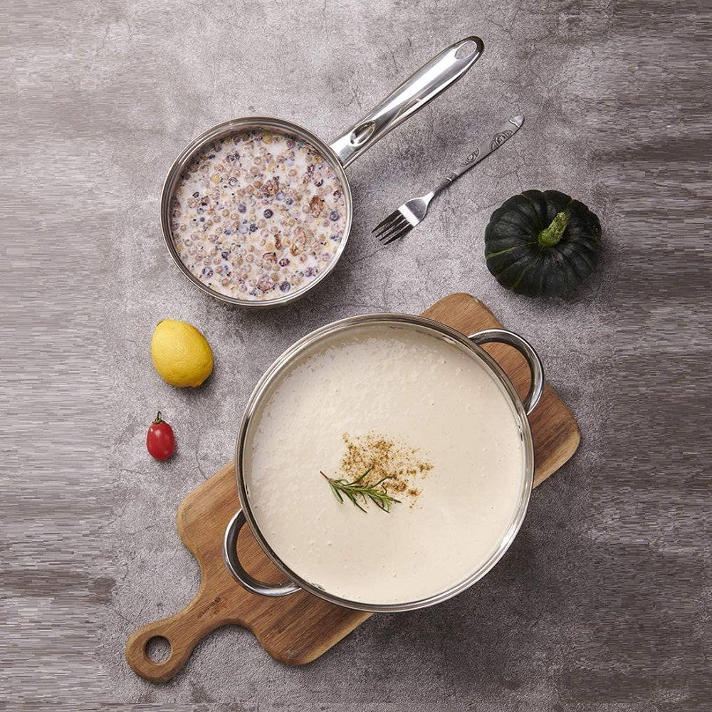 12-Piece Stainless Steel Cookware Sets with Glass Lid