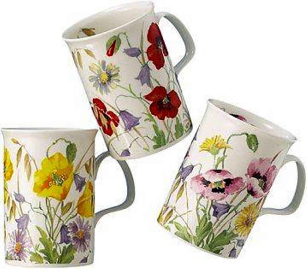 Roy Kirkham Lancaster Mug - English Meadow Set of 6, Bone China Ceramic Made in England