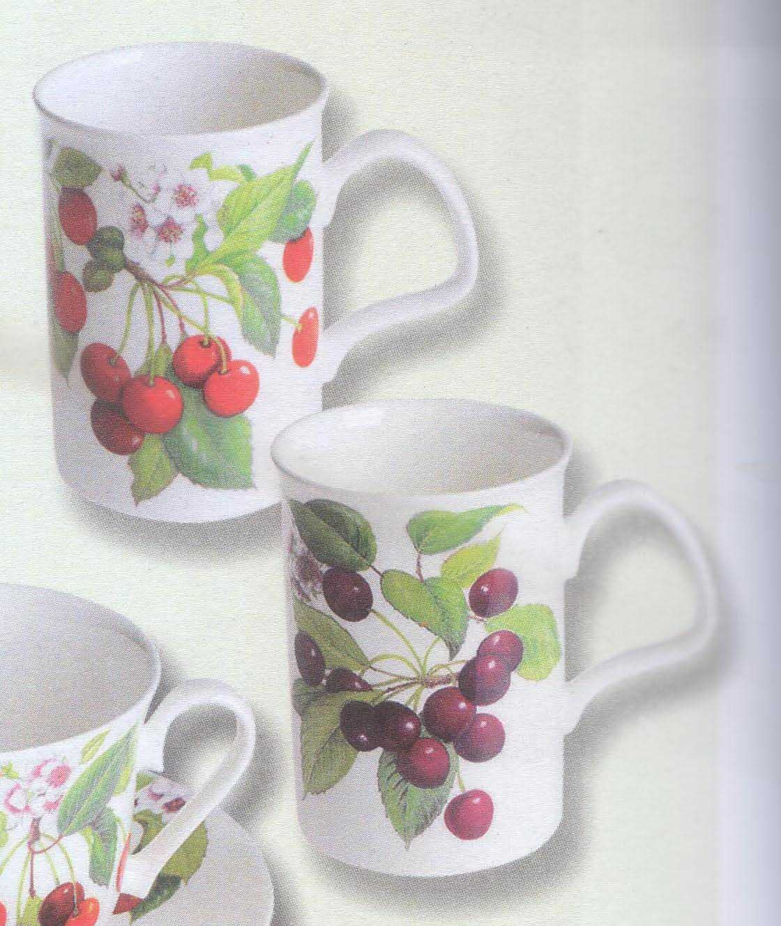 Roy Kirkham Lancaster Mug - Cherry Set of 6, Bone China Ceramic Made in England