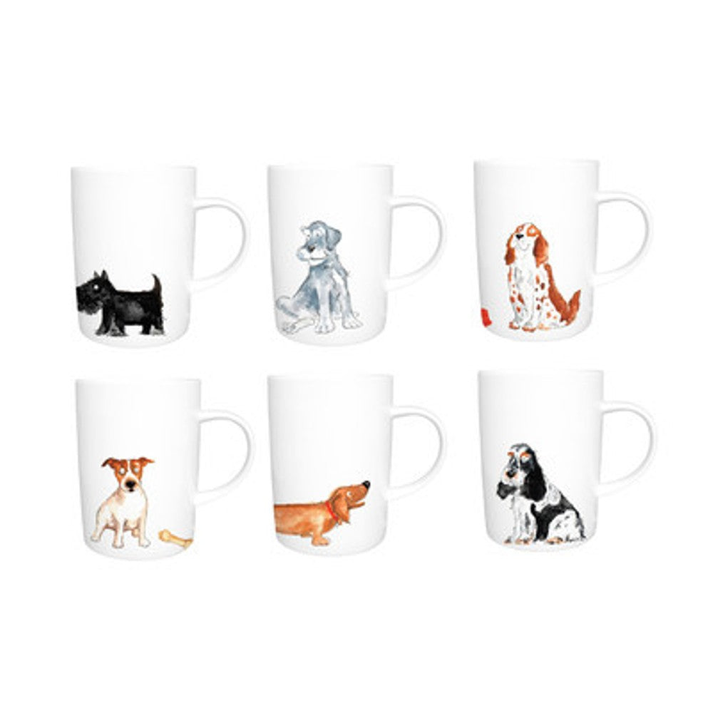 Roy Kirkham Lyric Mug - Dogs Set of 6, Bone China Ceramic Made in England