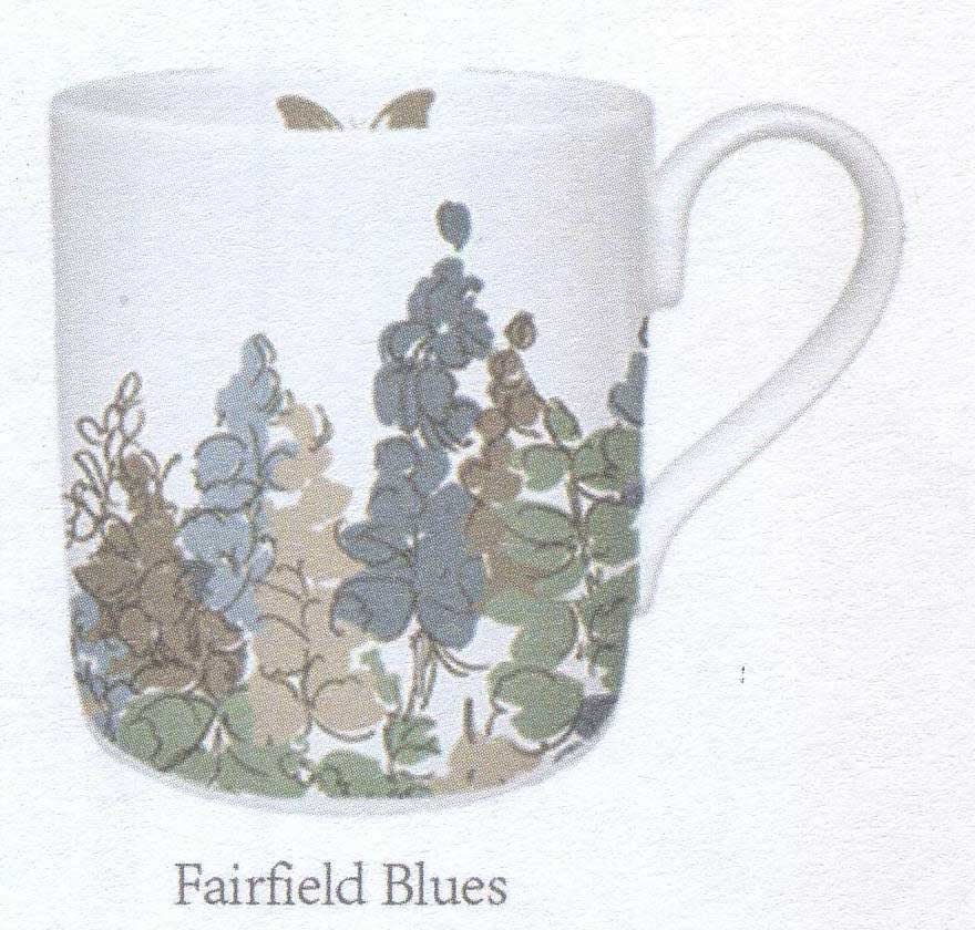 Roy Kirkham Larch Mug - Fairfield Blue Set of 6, Bone China Ceramic Made in England
