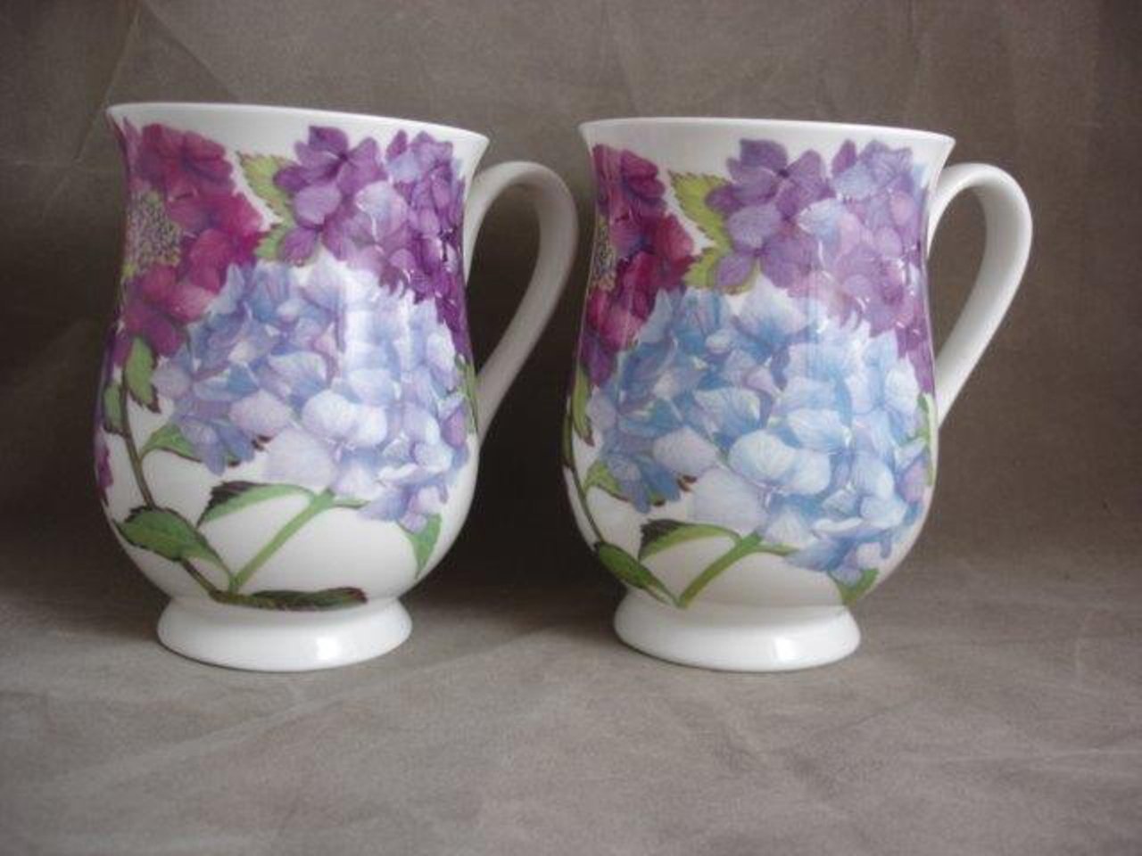 Roy Kirkham Eleanor Mug -Hydrangea Set of 6, Bone China Ceramic Made in England