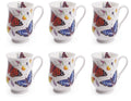 Roy Kirkham Eleanor Mug - Butterfly Garden Set of 6, Bone China Ceramic Made in England