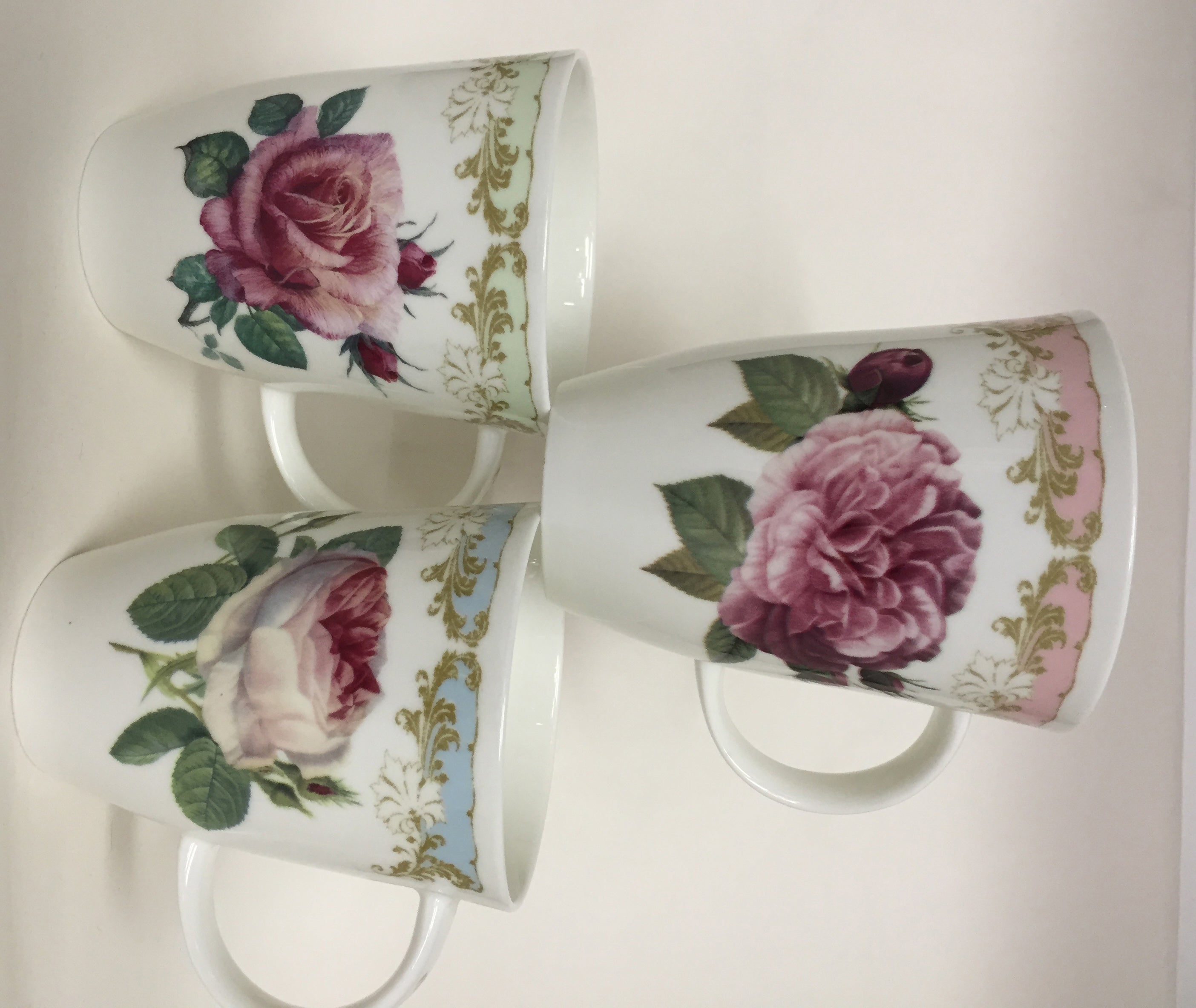 Roy Kirkham Louise Mug - Vintage Roses Set of 6, Bone China Ceramic Made in England