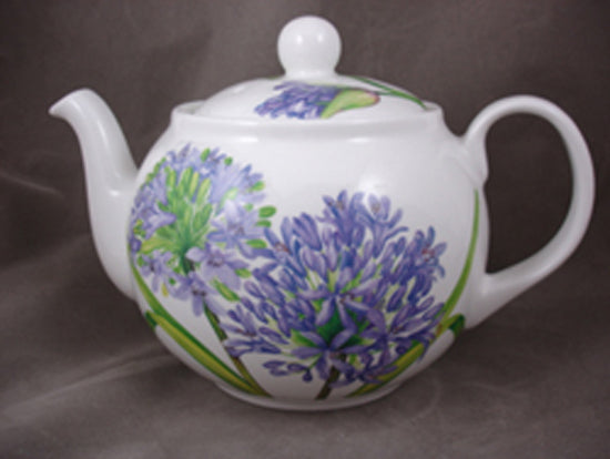 Roy Kirkham Teapot - Agapanthus, Bone China Ceramic Made in England
